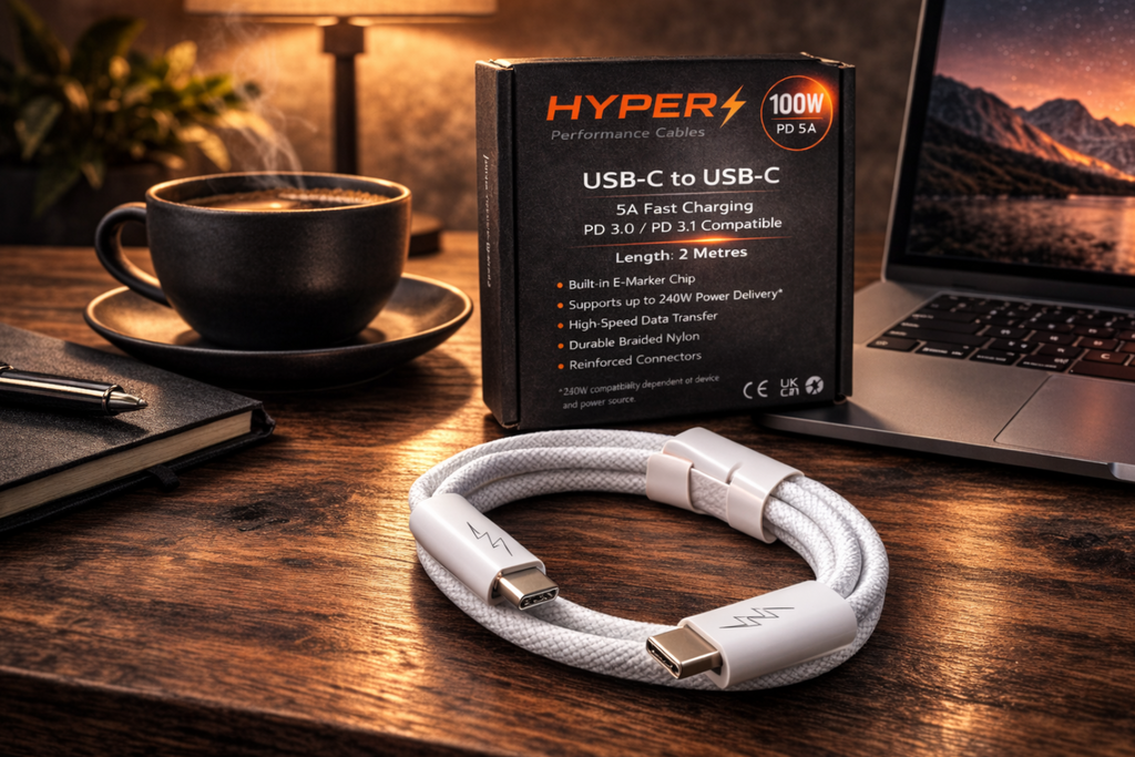 HyperVolt 100W USB-C to USB-C Fast Charging Cable (1M / 2M)