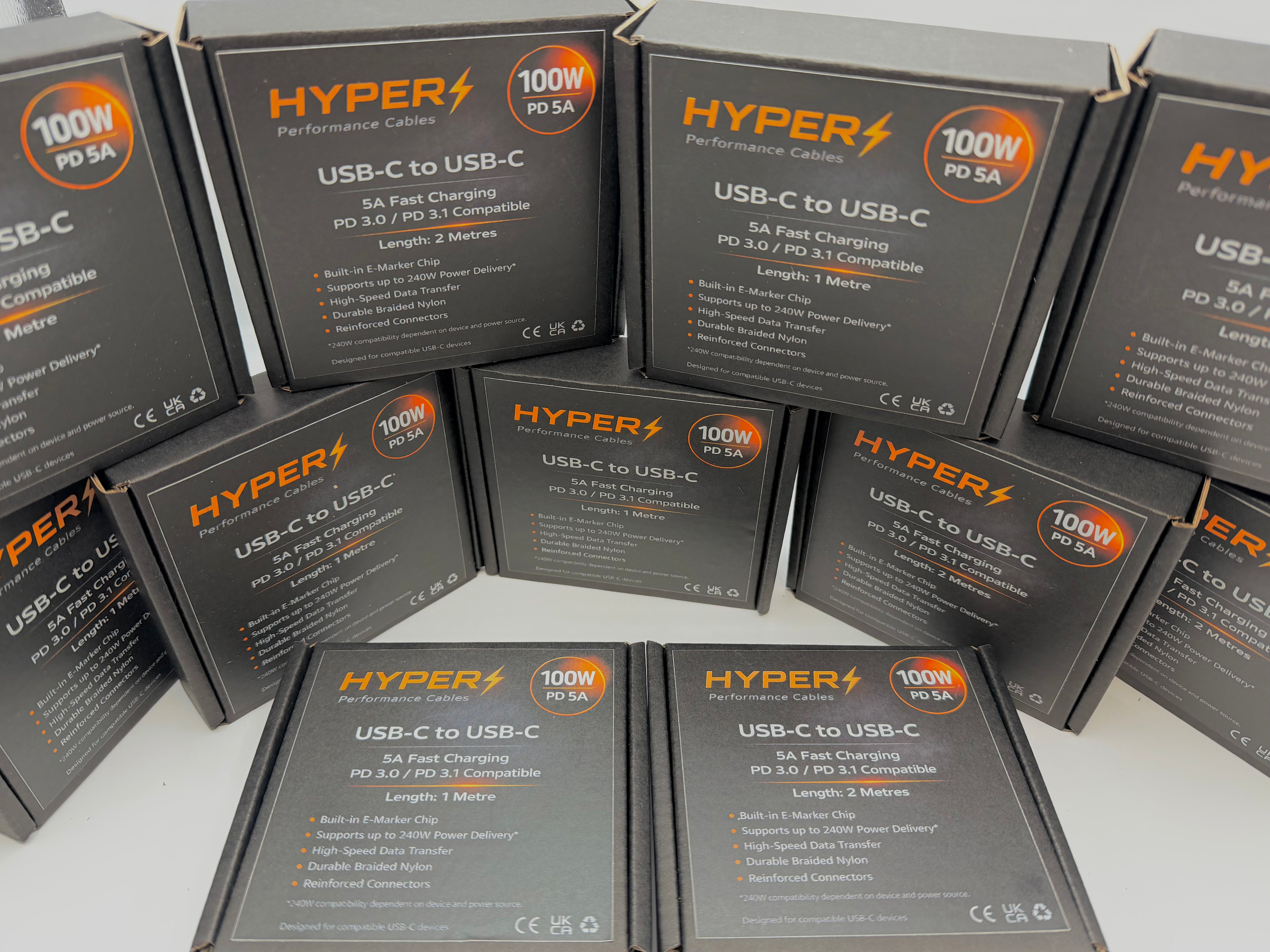 HyperVolt 100W USB-C to USB-C Fast Charging Cable (1M / 2M)